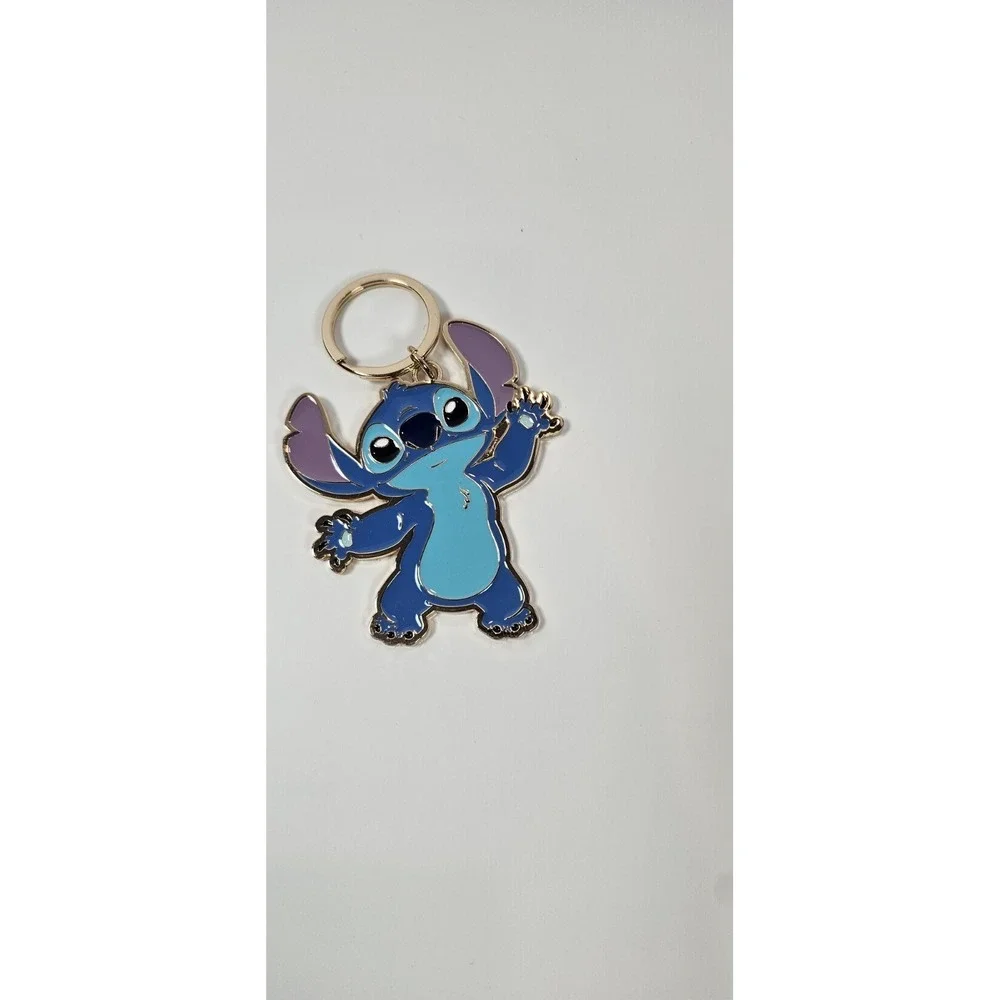 Disney Stitch Enamel Keychain Charm Gold Tone Lilo & Stitch Approx 2.5